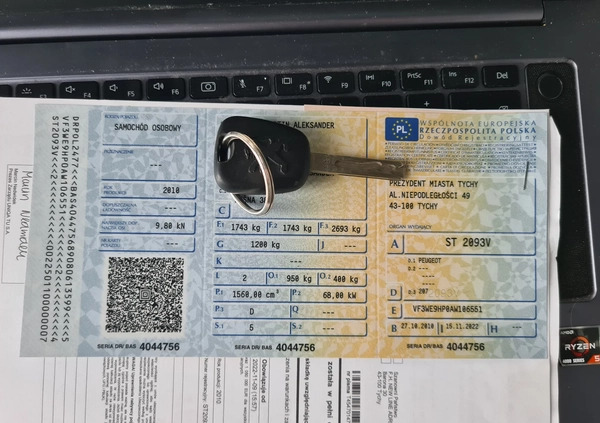 Peugeot 207 cena 12498 przebieg: 257367, rok produkcji 2010 z Kietrz małe 562